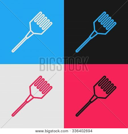 Color Line Hairbrush Icon Isolated On Color Background. Comb Hair Sign. Barber Symbol. Vintage Style