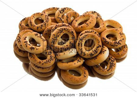 Ring Bagels på en hvid baggrund