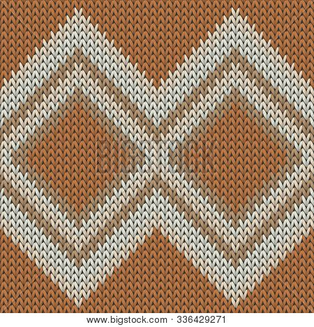Modern Rhombus Argyle Knitting Texture Geometric Vector Seamless. Scarf Stockinet Ornament. Nordic S