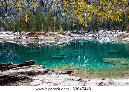 amazing turquoise water of Caumasee Switzerland