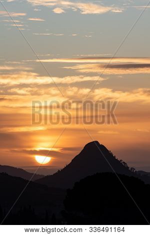 Sunrise Above Monte Formaggio, Mazzarino, Caltanissetta, Sicily, Italy, Europe