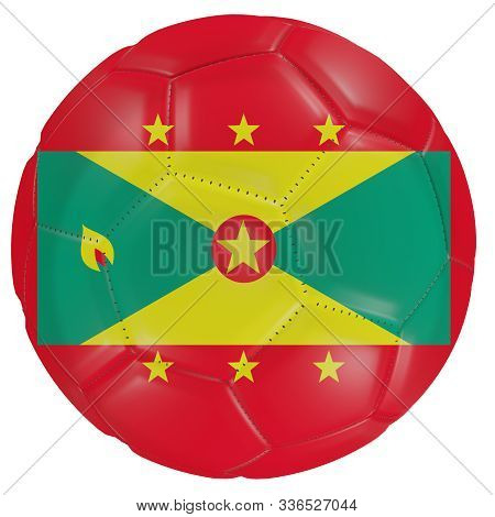 3d Rendering Of A Grenada Flag On A Soccer Ball. Isolated In White Background