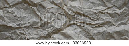 Abstract Crumpled Baking Paper Background. Top View Of Old Brown Beige Paper Textures Backgrounds Fo