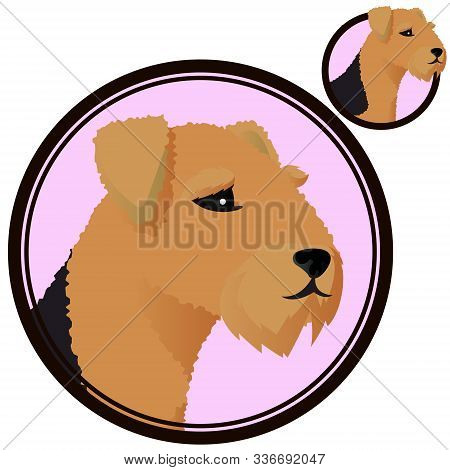 Airdale Head Bread Dog In Circle Vector