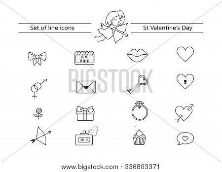 Valentines Day Stylish Vector Oultine Icons Design