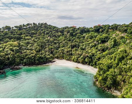 Aerial View Of Tropical Biesanz Beach And Coastline Near The Manuel Antonio National Park, Costa Ric