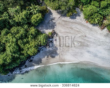 Aerial View Of Tropical Biesanz Beach And Coastline Near The Manuel Antonio National Park, Costa Ric
