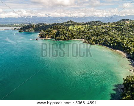 Aerial View Of Tropical Biesanz Beach And Coastline Near The Manuel Antonio National Park, Costa Ric