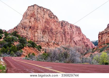 Road To Kolob Canyons In Zion National Park, Utah, Usa