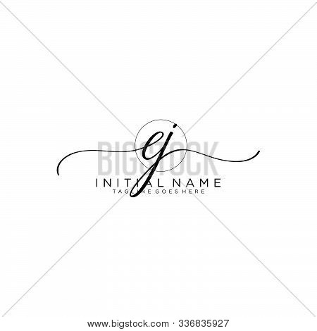 Ej Initial Handwriting Logo With Circle Template Vector.