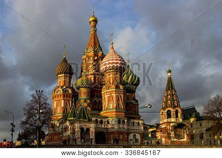 St Basils Cathedral On Red Square In Moscow City.