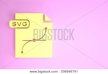 Yellow Svg File Document. Download Svg Button Icon Isolated On Pink Background. Svg File Symbol. Min