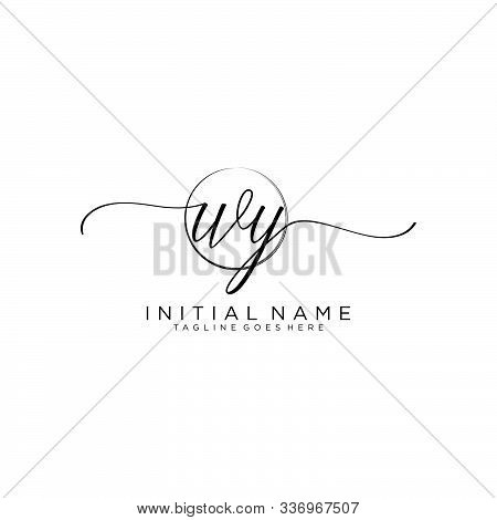 Wy Initial Handwriting Logo With Circle Template Vector.