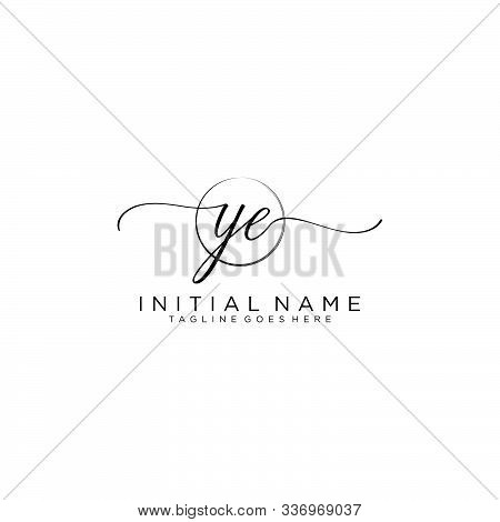 Ye Initial Handwriting Logo With Circle Template Vector.