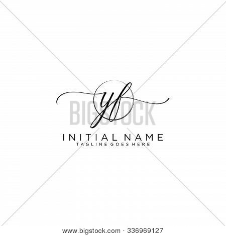 Yf Initial Handwriting Logo With Circle Template Vector.