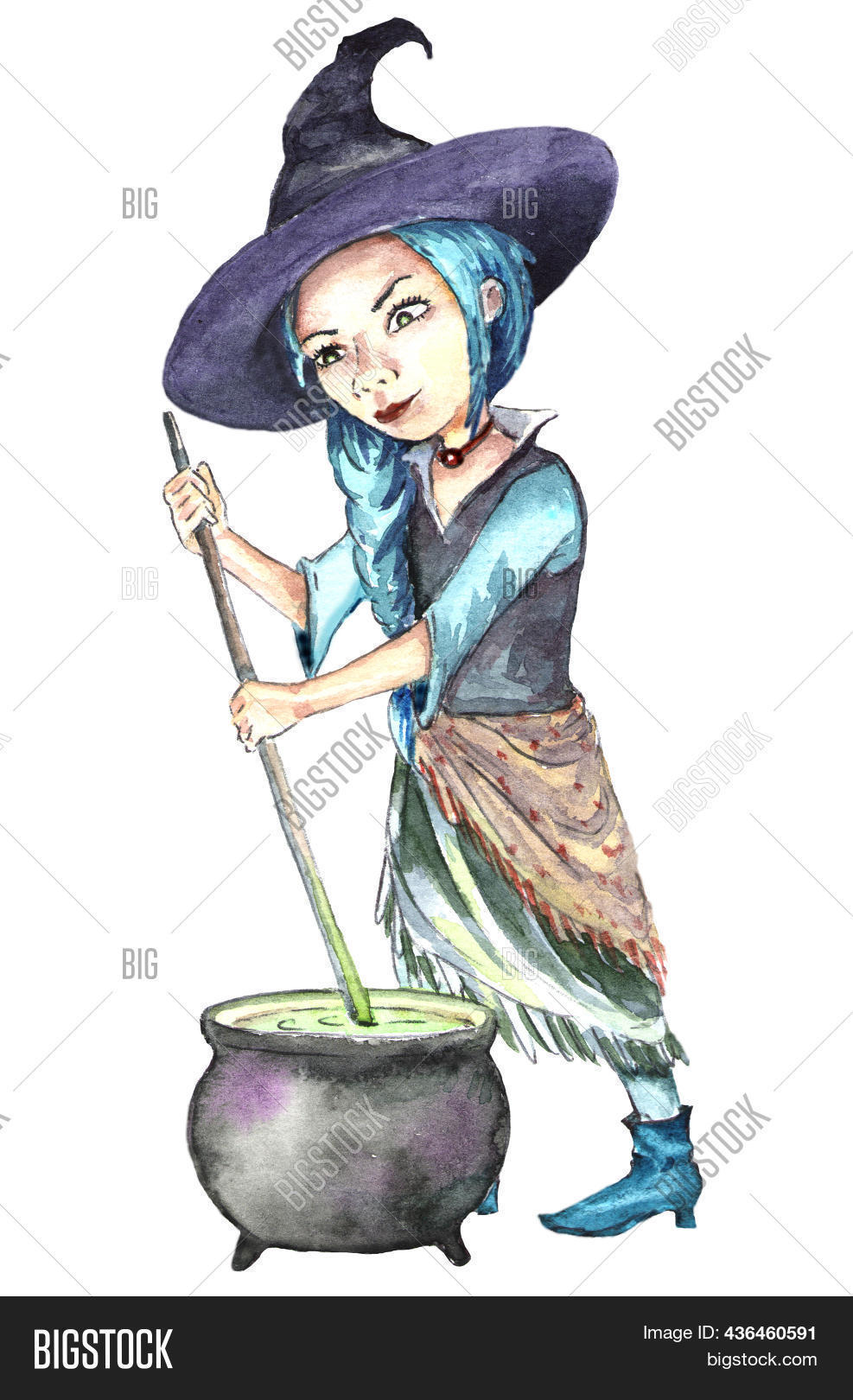Blue Haired Witch Hat Image & Photo (Free Trial) | Bigstock
