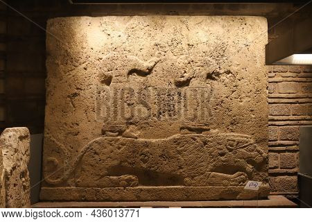 Ankara, Turkey - July 30, 2021: Old Carving In Museum Of Anatolian Civilizations, Ankara City, Turke