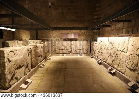 Ankara, Turkey - July 30, 2021: Old Carving In Museum Of Anatolian Civilizations, Ankara City, Turke