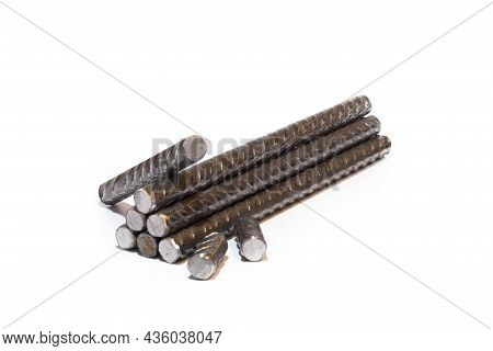 Mild Construction Steel Pieces Isolated On White Background