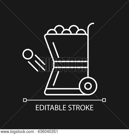 Ball Throwing Devices White Linear Icon For Dark Theme. Automatic Ball Launcher. Pitching Machine. T