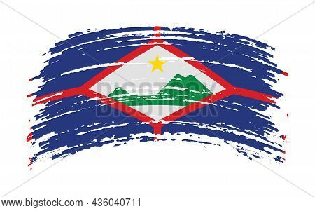 Sint Eustatius Flag In Grunge Brush Stroke, Vector Image
