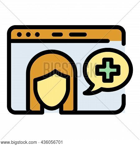 Online Doctor Icon. Outline Online Doctor Vector Icon Color Flat Isolated