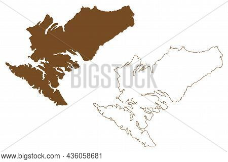 Riesco Island ( Republic Of Chile, South And Latin America) Map Vector Illustration, Scribble Sketch