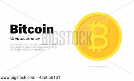 Bitcoin. Btc. Mining Cryptocurrency. Banner On The Theme Of Digital Money. Vector Illustration