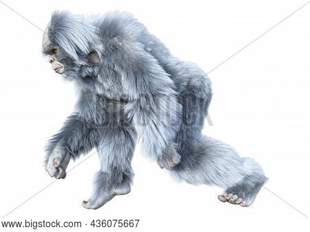 3D Rendering Yeti On White