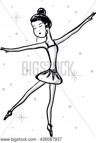 The Painting Dancing Ballerina Is Made On A White Background