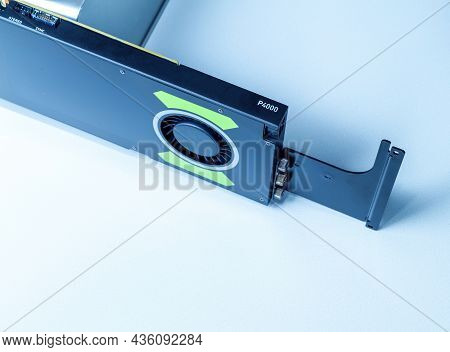 Paris, France - Aug 23, 2017: View From Above Of New Nvidia Quadro P4000 Professional Gpu Video Card