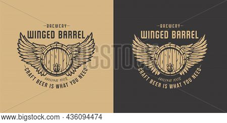 Beer Fly Barrel With Wings For Bar. Original Brew Design With Craft Beer Fly Keg With Wings For Pab 