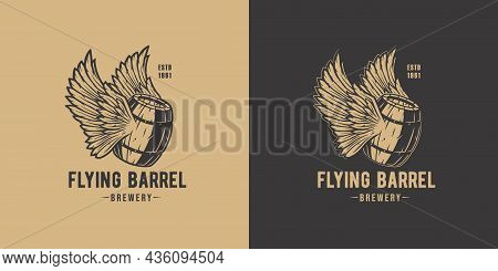 Beer Fly Barrel With Wings For Bar. Original Brew Design With Craft Beer Fly Keg With Wings For Pab 