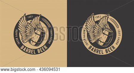 Beer Fly Barrel With Wings For Bar. Original Brew Design With Craft Beer Fly Keg With Wings For Pab 