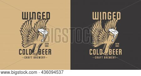 Beer Fly Glass With Wings For Bar. Original Brew Design With Craft Beer Fly Mug With Wings For Pab O