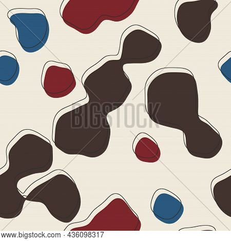 Seamless Abstract Organic Blog Shapes In Various Colors With Offset Outline Surface Pattern Design F