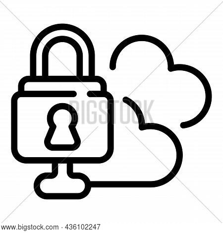 Data Cloud Key Icon Outline Vector. Stop Fraud. Cyber Money
