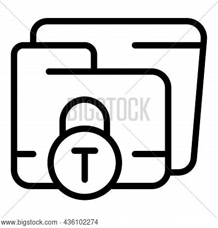 Data Folder Icon Outline Vector. Cyber Key. System Lock