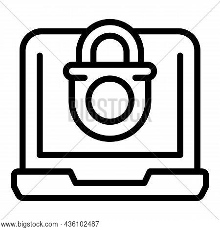 Locked Laptop Icon Outline Vector. Cyber Money. System Identity