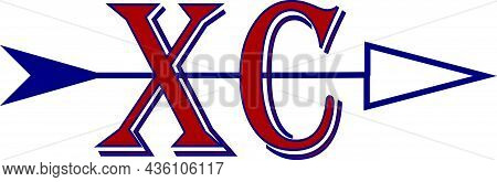 Cross Country Runners Logo Letters Xc In Red With Blue Trim And A Blue Arrow Going Through The Middl