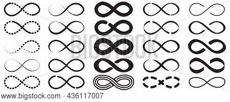 Infinity Symbol Set. Modern Design. Abstract Element. Hand Drawn. Geometric Shape. Vector Illustrati