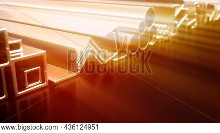 Glowing Rolled Metal And Reinforcing Steel - Cg Industrial 3d Illustration