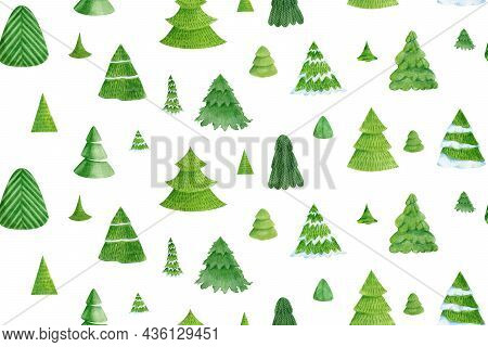 Seamless Pattern With Christmas Tree. The Illustration Can Be Use For Wrapping Paper And Scrapbookin
