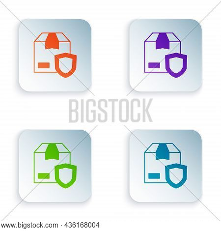 Color Delivery Security With Shield Icon Isolated On White Background. Delivery Insurance. Insured C