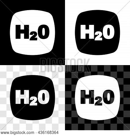 Set Chemical Formula For Water Drops H2o Shaped Icon Isolated On Black And White, Transparent Backgr