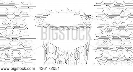 Circuit Board Design Background. Geometric Black Communication Technologies. Simple Flat Background 