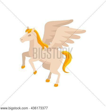 Pegasus Isometric Icon With Beautiful Fairy Winged Horse 3d Vector Illustration