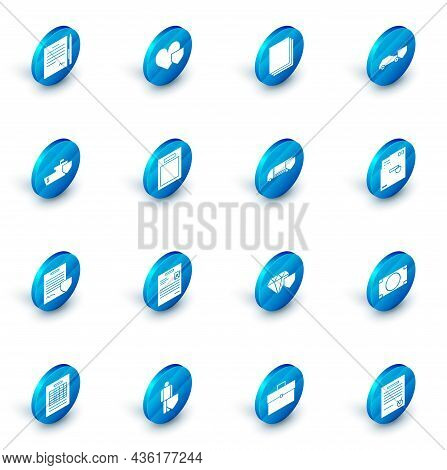 Set Heart With Shield, Clean Paper, Car, Ship, Contract, Empty Form, Ordered Envelope And Delivery C