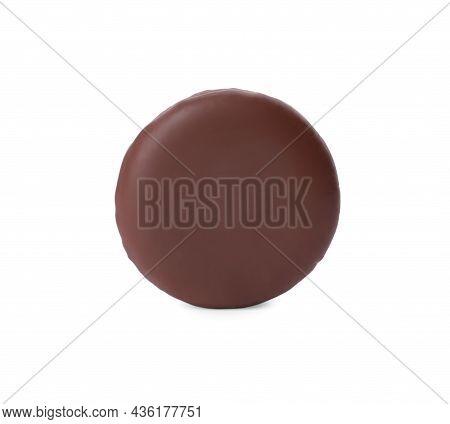 Delicious Choco Pie Isolated On White. Classic Snack Cake