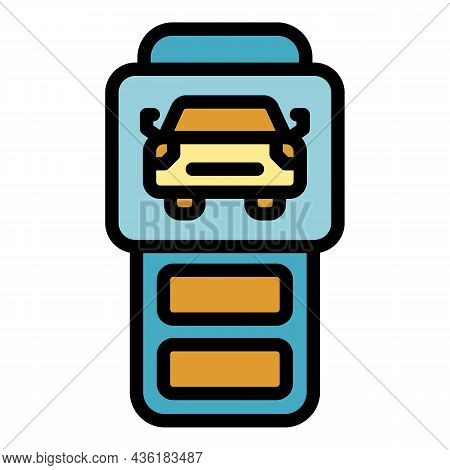 Car Keyless System Icon. Outline Car Keyless System Vector Icon Color Flat Isolated